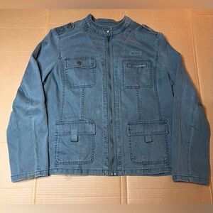 Caribbean Joe Blue Utility Jacket – Women’s XL Cotton Zip Up